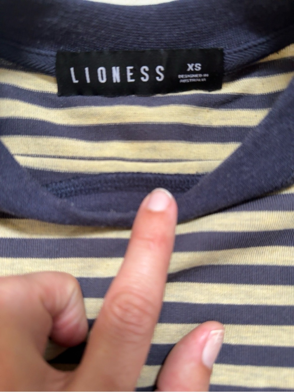 Lioness Navy & Beige Striped Cropped Long Sleeve Tee - Picture 2 of 3